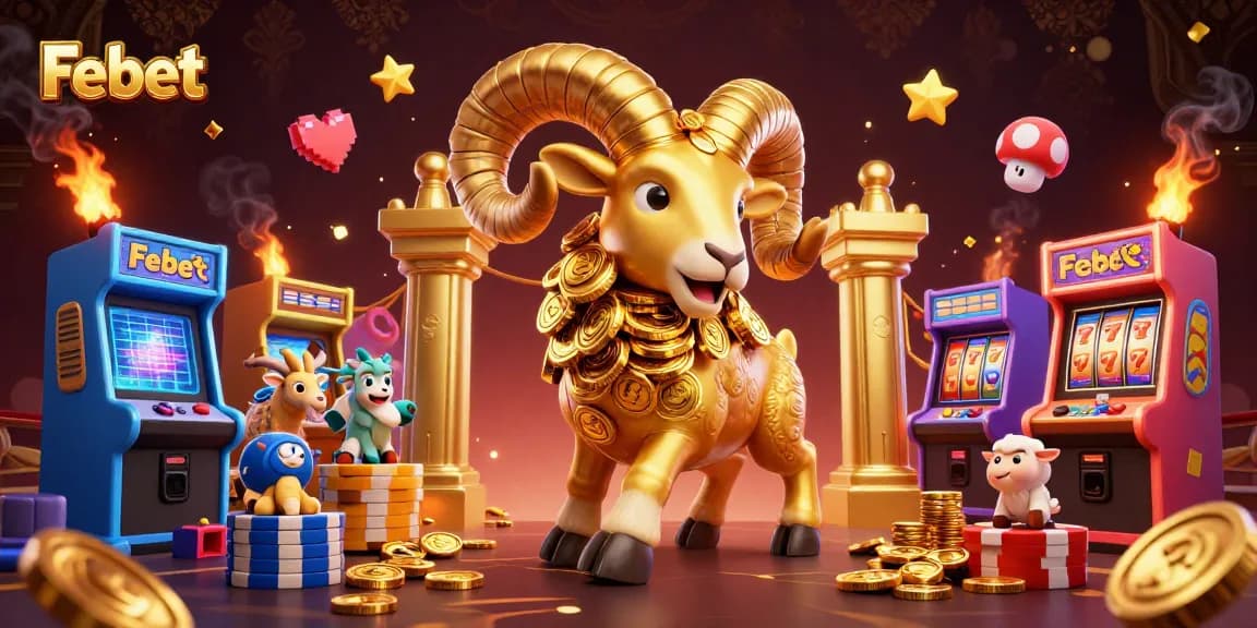 Experience thrilling gameplay at Febet with a vibrant illustration showcasing casino-themed elements.