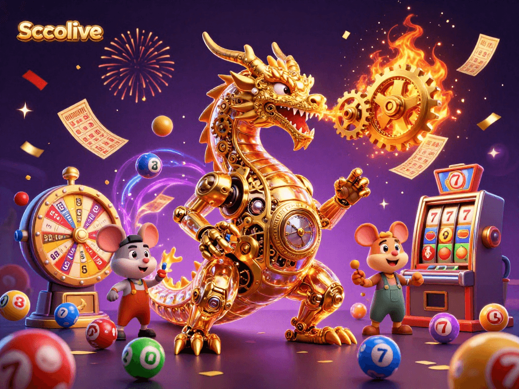 Socolive showcases a vibrant 3D dragon and gaming elements in a dynamic casino environment.
