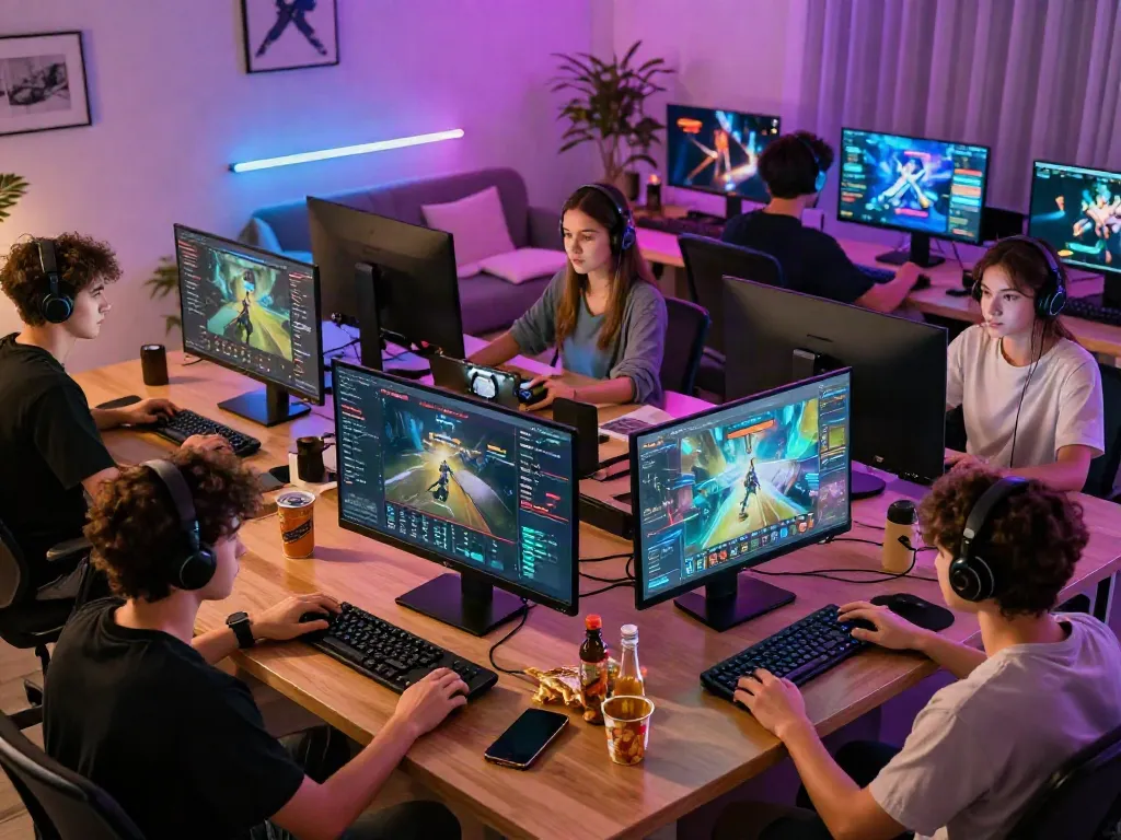 Engaged players enjoying online gaming on https://ku88v1.com/ with vibrant visuals and social atmosphere.