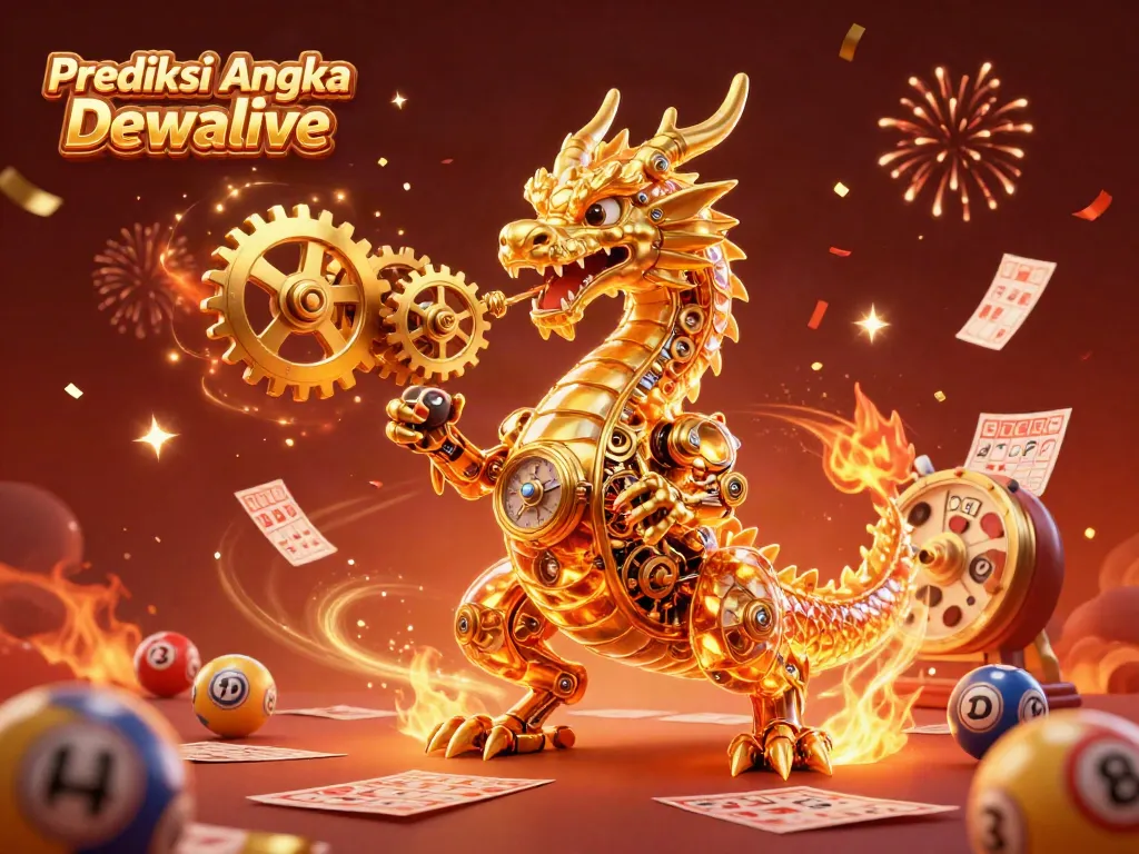 Menyusun kombinasi Prediksi Angka Dewalive dengan lotto dan bingo, dikelilingi elemen perayaan yang megah.