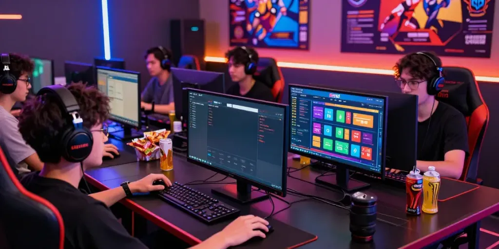 Engaged du88 online gamers immersed in interactive gaming experiences.