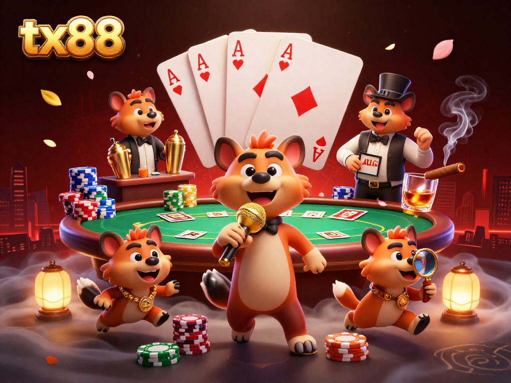 Experience tx88's vibrant comedy casino scene with hyenas entertaining and engaging players.