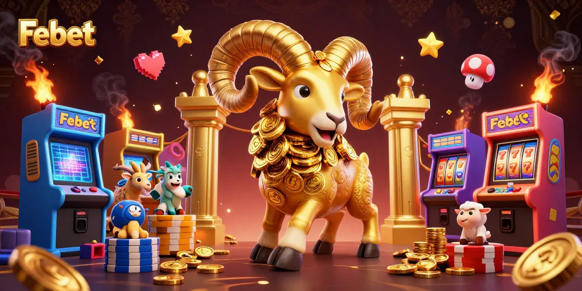 Experience thrilling gameplay at Febet with a vibrant illustration showcasing casino-themed elements.