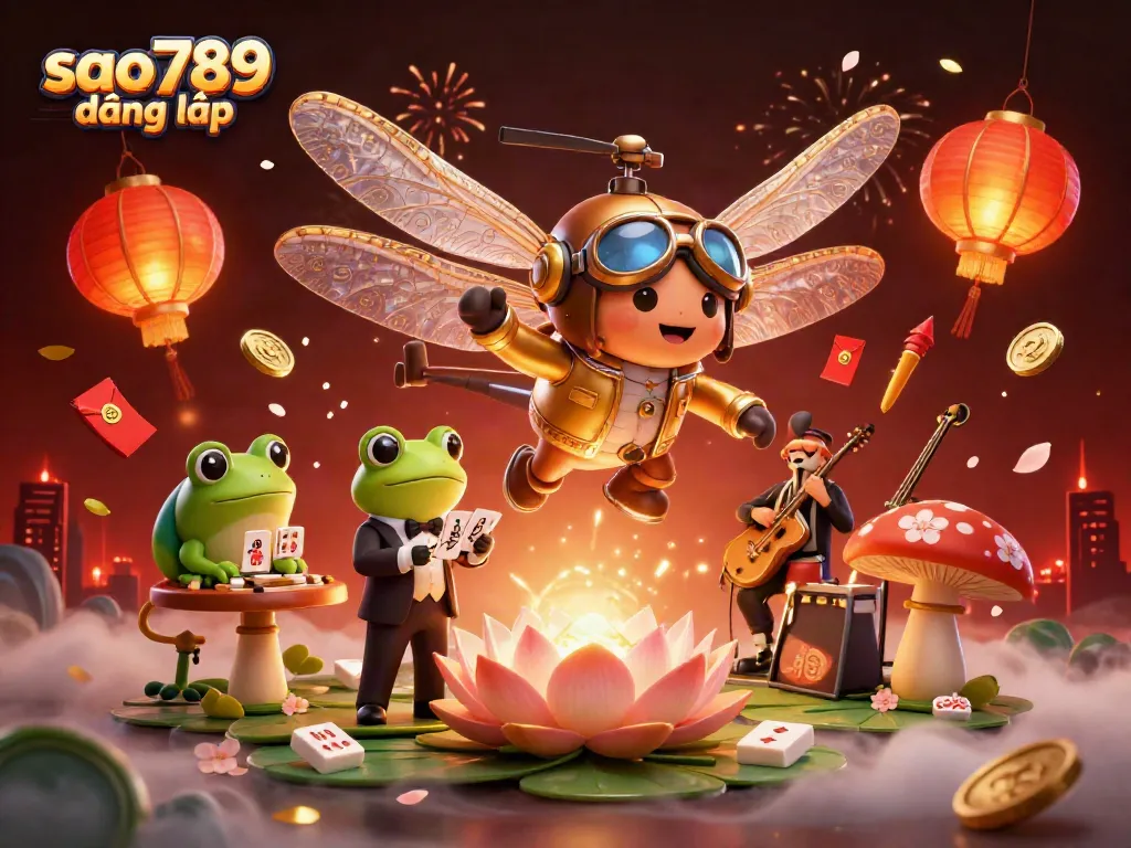 Experience the excitement of the sao789 đăng nhập casino with unique characters in a vibrant scene.