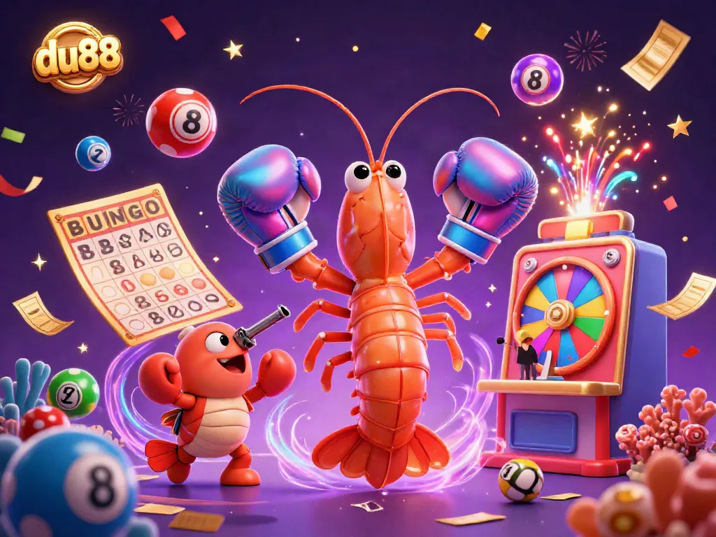 Engage in thrilling gameplay at du88 with colorful lottery elements and lively characters in a vibrant 3D scene.