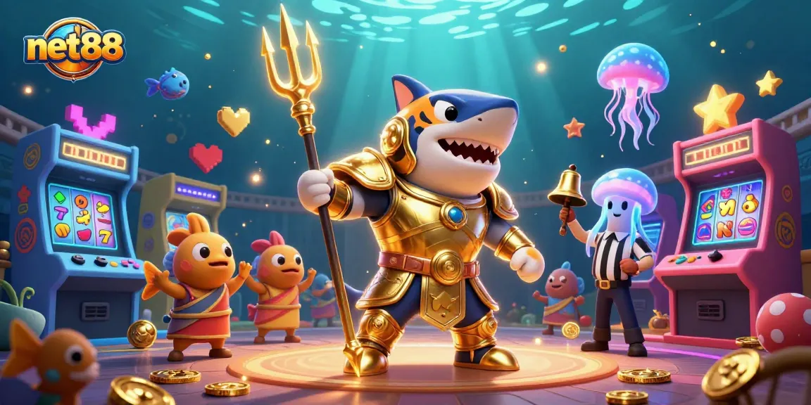 Engage in exciting gaming adventures with net88, showcasing a lively underwater casino scene.