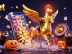 Engage with zbet in an immersive casino scene featuring a golden rooster and enchanted gaming elements.