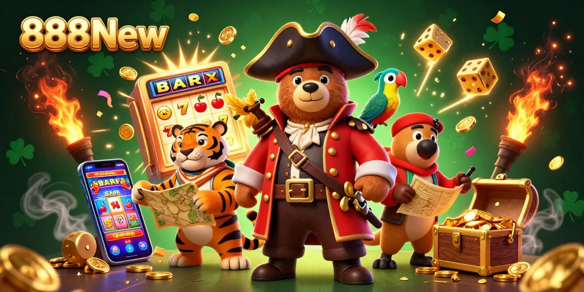 Engage in exciting gameplay at 888New with vibrant casino elements, golden treasures, and thrilling jackpot opportunities.