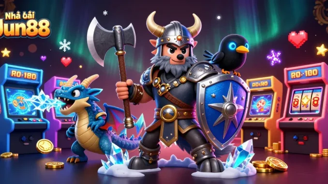 Experience thrilling gameplay at Nhà cái Jun88 with colorful 3D elements and immersive casino scenes.