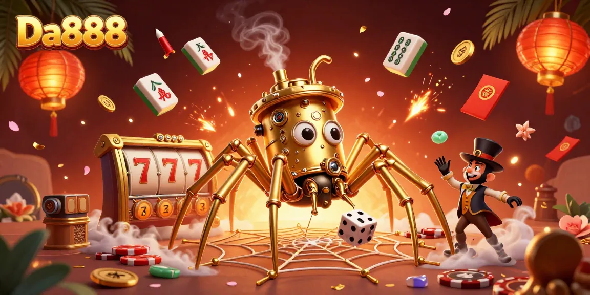 Experience thrilling gameplay with Da888 through this immersive casino illustration featuring slot reels.