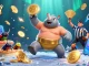 Experience thrilling gameplay with Đăng Ký Go88 amidst gold coins and neon crypto elements in this vibrant scene.