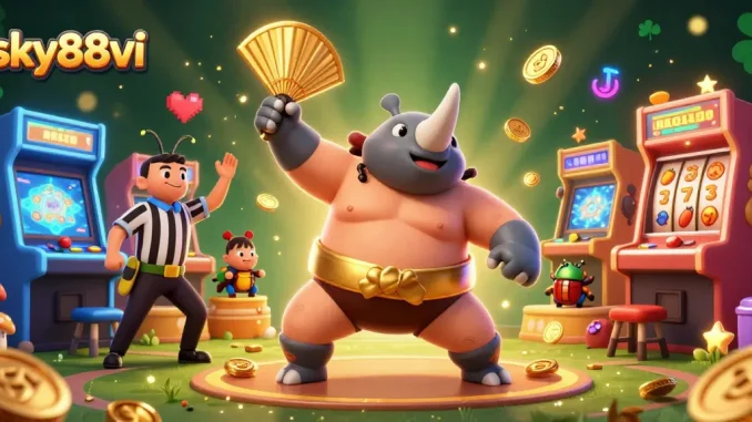 Experience thrilling gameplay at sky88vi with vibrant casino elements and charming characters.
