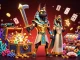 Experience vibrant action at lu88 with Anubis and Bastet surrounded by treasure and glowing gaming elements.