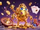 Experience thrilling wins with Sin88 as a golden golem and casino elements create a vibrant gaming scene.