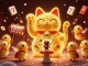 Experience luck with ku88 as golden fireflies create a vibrant casino scene with symbols and celebrations.