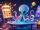 Engage with Thể thao UK88 as a cartoon alien octopus plays poker amidst cosmic casino excitement.