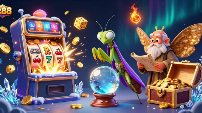 Experience thrilling tx88 action with a mystical fortune teller and slot machine magic.